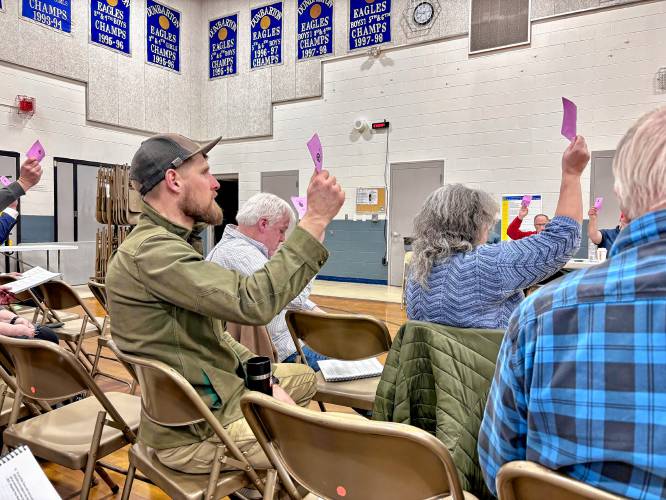 Dunbarton residents vote in favor of the budget at the annual town meeting on Tuesday night