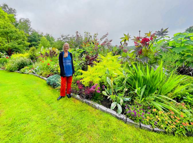 Laura Trowbridge with her varied gardens. 