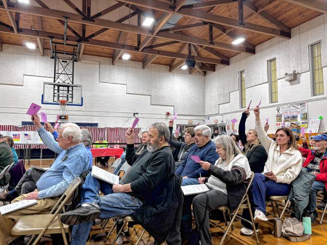 Dunbarton residents vote in favor of the budget at the annual town meeting on Tuesday night