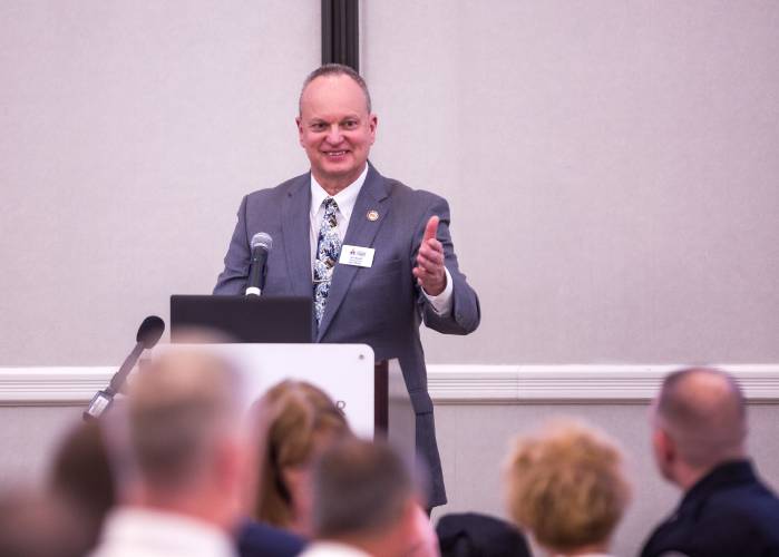 Concord city manager Thomas Aspell at the Greater Concord Chamber of Commerce event on Thursday morning.