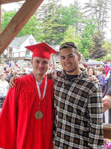 Jake Deware (left) with his friend, Kyle Minery, at BHS graduation in 2019.