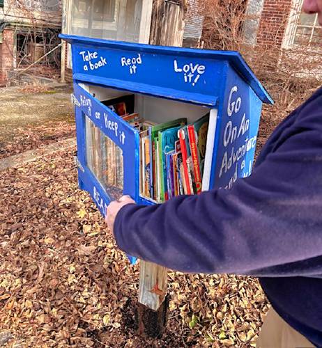 A Little Free Library on Grove Street in Peterborough.