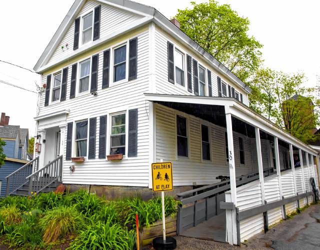 The Friends Program house on Thompson Street in the South End of Concord on Wednesday. The flower bed on the left will have donation pavers among the garden for all the people and organizations that have contributed to the renovation project.