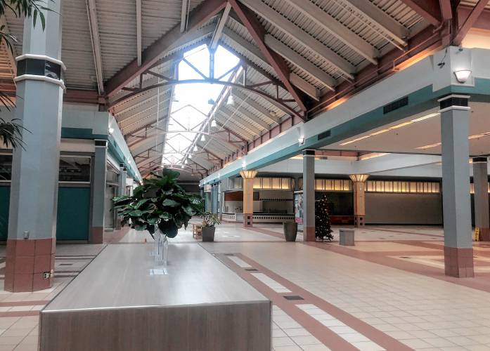 The interior of Steeplegate Mall was bare on April 14, 2022 without interior tenants that were ousted this month. 