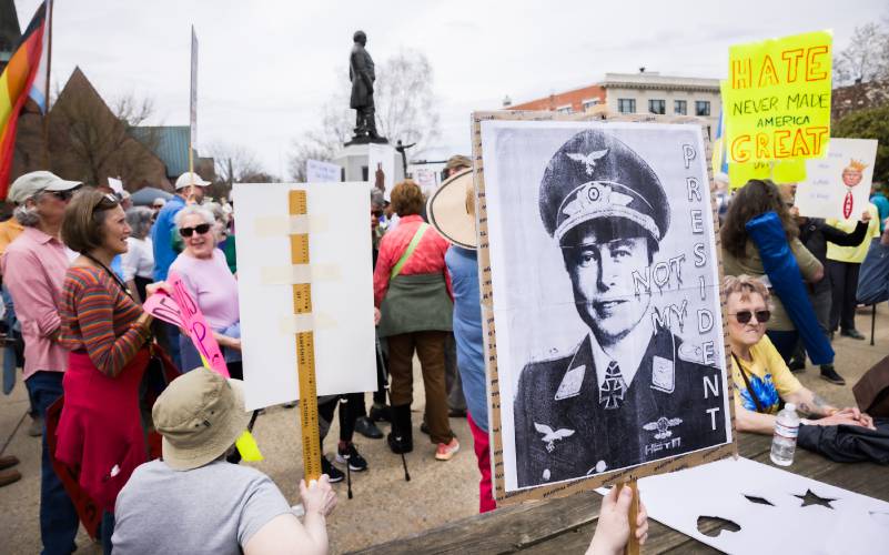 The State House grounds were full of protesters at the latest 'Hands Off' protest on Saturday, April 19, 2025.