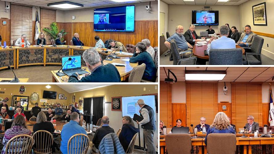 Images from committee meetings in 2024. At city council and other major meetings, shown bottom right, the city follows different public transparency practices. Images from committee meetings in 2024. At city council and other major meetings, shown bottom right, the city follows different public transparency practices.