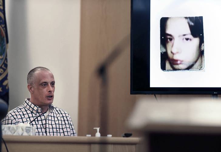 Youth Development Center. plaintiff David Meehan testifies as his intake photo, when he was 14 is displayed during his civil trial at Rockingham County Superior Court in Brentwood, N.H. on Wednesday, April 17, 2024. (David Lane/Union Leader via AP, Pool) Youth Development Center. plaintiff David Meehan testifies as his intake photo, when he was 14 is displayed during his civil trial at Rockingham County Superior Court in Brentwood, N.H. on Wednesday, April 17, 2024. (David Lane/Union Leader via AP, Pool)
