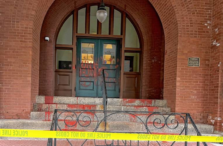 The University of New Hampshire's Thompson Hall was vandalized early Tuesday morning.
