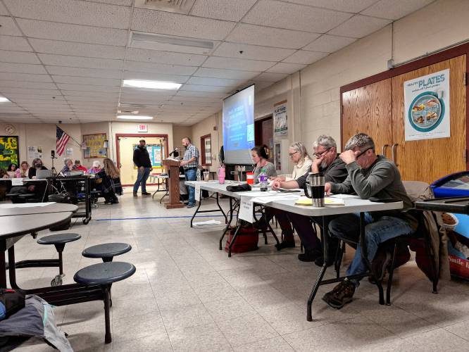 The Pittsfield School Board deliberative session had a high attendance in the PMHS Cafeteria on Friday, Feb. 7.