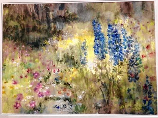 “Garden Path,” created by Laurette Carroll. Two Villages Art Society in Hopkinton will feature a well-known family of New Hampshire artists from March 22 to April 19.