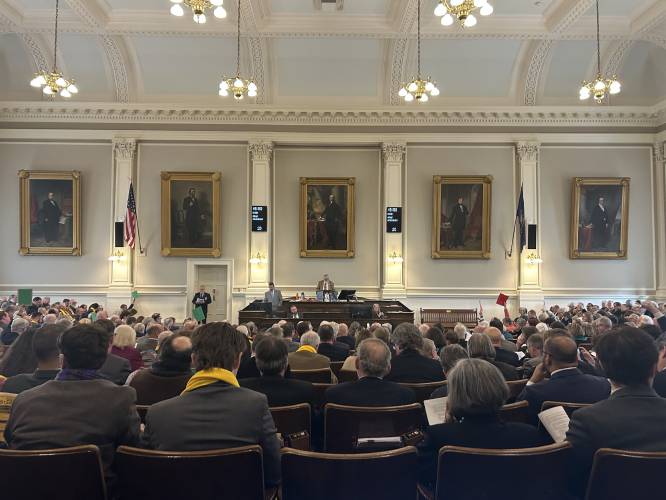 Speaker Sherman Packard leads a session in the New Hampshire House of Representatives on March 13, 2025.