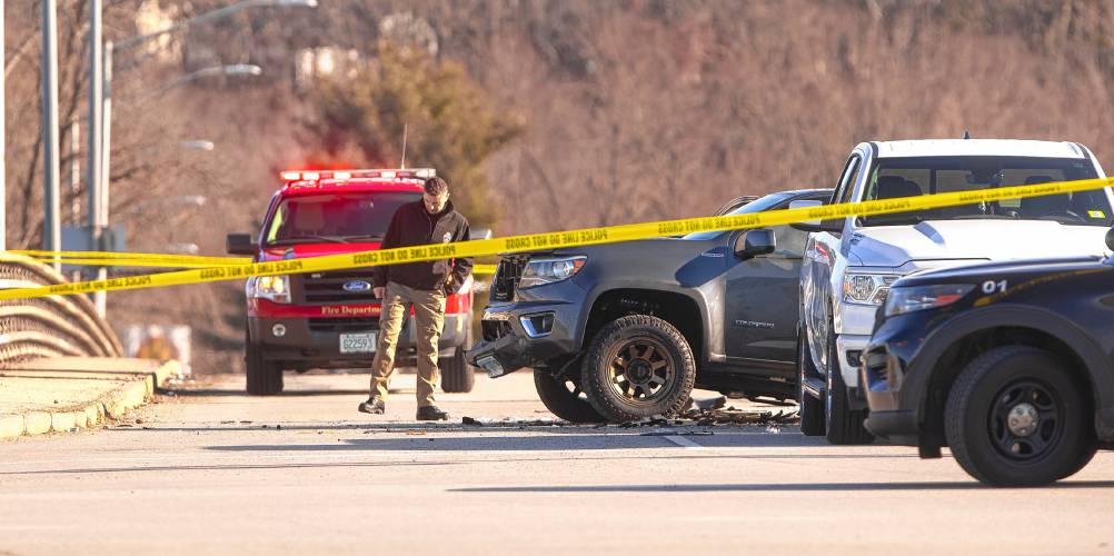 Concord police and fire at the scene of a multi-car accident at the traffic light of Loudon Road and Fort Eddy on Friday morning, January 12, 2024. Loudon Road was closed in both directions while the police figured out the events of the crash.