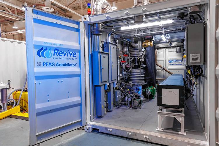 The PFAS Annihilator technology shown operating in Michigan. New Hampshire is likely to contract sending PFAS-contaminated firefighting foam to a system in Ohio.