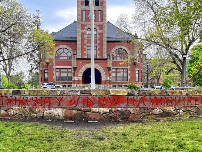 The University of New Hampshire’s Thompson Hall was vandalized early Tuesday morning.
