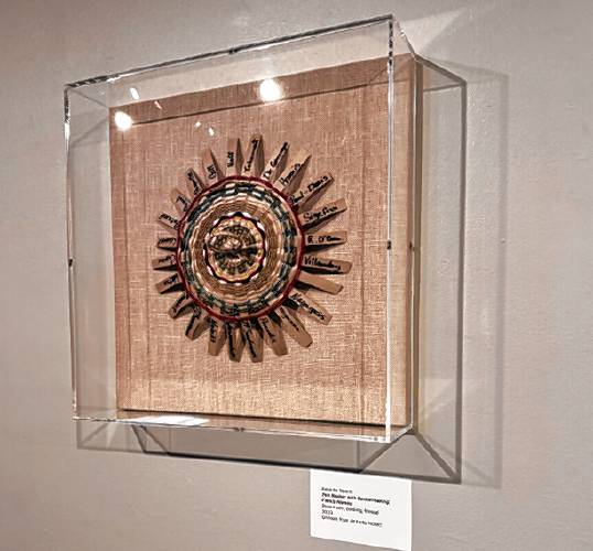 One of the baskets Annette Nolett wove for the exhibit included the last names of many influential Abenaki families. One of the baskets Annette Nolett wove for the exhibit included the last names of many influential Abenaki families.