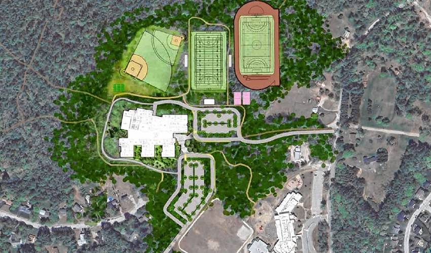 A rendering of the location of a new Concord middle school near Broken Ground and Mill Brook schools on the city's East side.