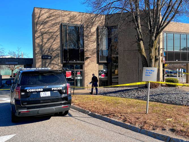 Multiple Concord police officers were seen outside the Bank of America on Storrs Street Wednesday morning.