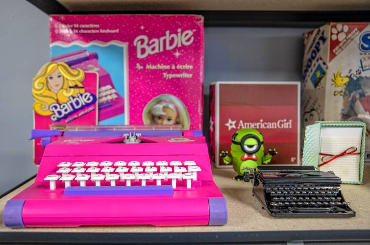 Matt Snyder opened New England Typewriter to sell and service devices that are decades old. On the shelves of the store Snyder displays old typewriters including a manual typewriter along with a Barbie typewriter.