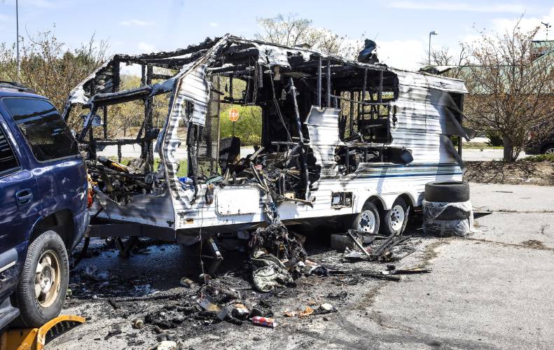 A man died following an RV fire in the parking lot of the Steeplegate Mall on early Saturday morning.
