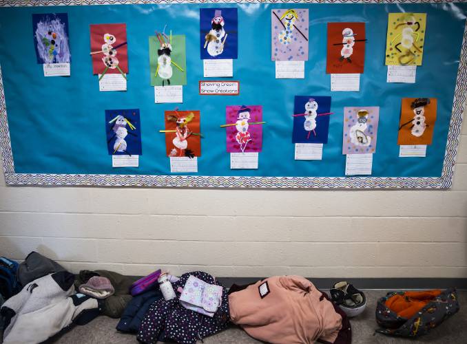 Student backpacks and coats line the hallway of Epsom Central School on Friday, January 24, 2025. Last week, a deadline for the school budget capproposals to be filed in certain districts, and Epsom and Weare joined the list. Student backpacks and coats line the hallway of Epsom Central School on Friday, January 24, 2025. Last week, a deadline for the school budget capproposals to be filed in certain districts, and Epsom and Weare joined the list.
