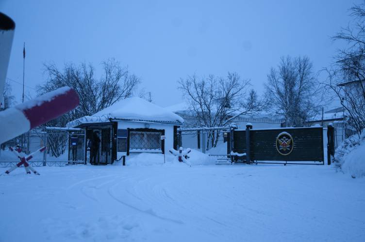 FILE - A view of the entrance of the prison colony in the town of Kharp, in the Yamalo-Nenetsk region about 1,900 kilometers (1,200 miles) northeast of Moscow, Russia, Tuesday, Jan. 23, 2024. Alexei Navalny, the fiercest foe of Russian President Vladimir Putin who crusaded against official corruption and staged massive anti-Kremlin protests, died in prison Friday Feb. 16, 2024 Russia’s prison agency said. He was 47. (AP Photo, File)