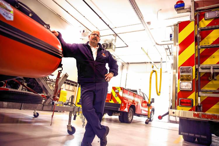 Dennis Comeau was sworn in as Bow’s fire chief in a ceremony on Thursday evening, May 23, 2024. Comeau has been with the Bow Fire Department since 2019, starting out as a firefighter and then becoming a captain.