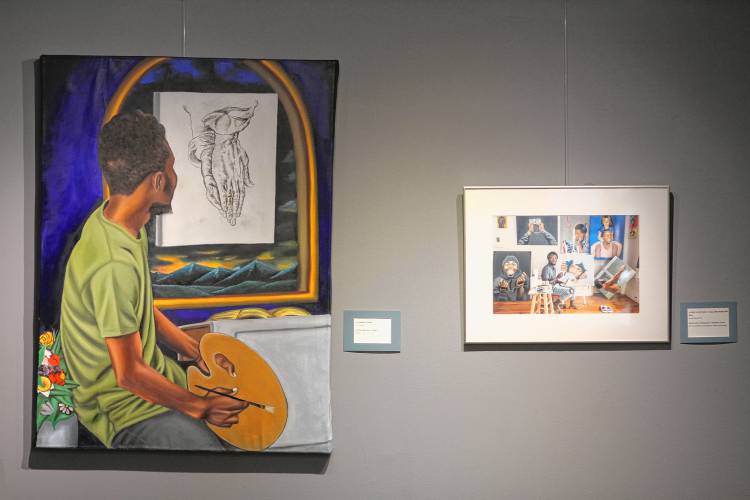 Becky Field at her exhibit in Portsmouth, NH
