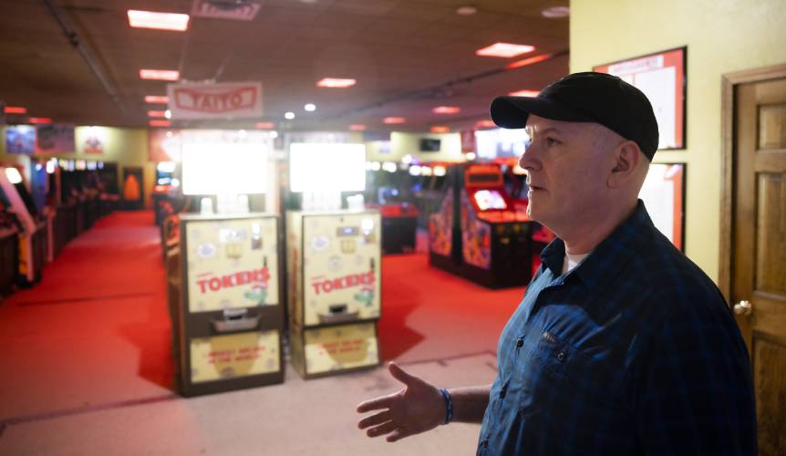 Fun Spot co-owner Dave Lawton shows the classic arcade inside the facility on Monday, May 6, 2024. Lawton says that on a rainy day in the summer, the arcade is full of families that have come to the Lakes Region.