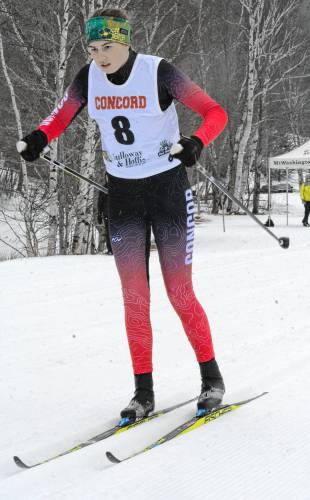 Concord’s Frances Lesser competes at the NHIAA Division I Nordic skiing championship at Great Glen Trails on Wednesday. Lesser finished 10th in both the girls’ classic and freestyle races, the top Concord finisher in both events.