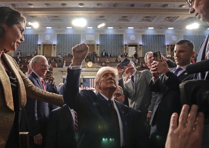 President Donald Trump leaves the chamber after addressing a joint session of Congress at the Capitol in Washington, Tuesday, March 4, 2025. (Win McNamee/Pool Photo via AP) President Donald Trump leaves the chamber after addressing a joint session of Congress at the Capitol in Washington, Tuesday, March 4, 2025. (Win McNamee/Pool Photo via AP)