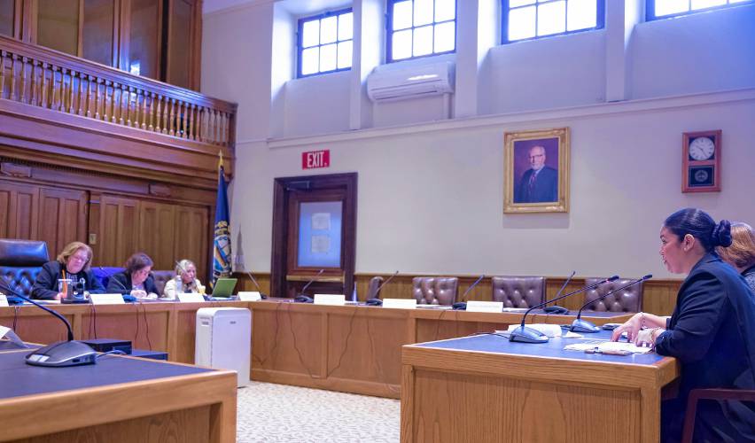 Cassandra Sanchez, New Hampshire's Child Advocate, presents at the Oversight Commission on Children's Services on March 21, 2025. House lawmakers voted to cut her office in the upcoming budget.