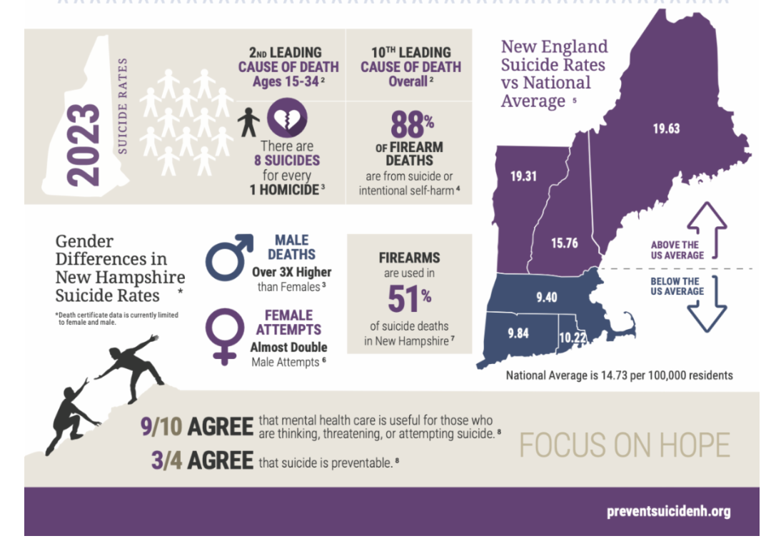 New Hampshire’s suicide rate remains above national average